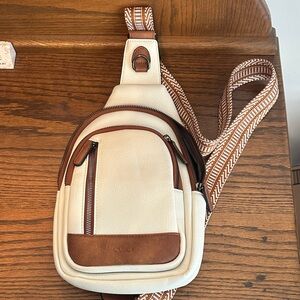 Gluci Cream and Brown Belt Bag